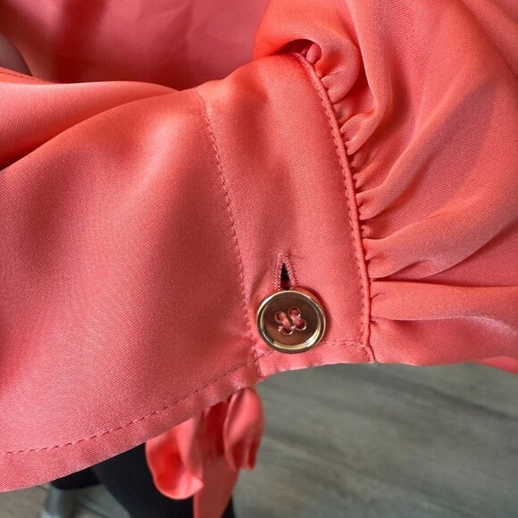 Ramy Brook Button Down Long Sleeve Satan Blouse Top Orange Size XS NWT - Picture 9 of 10